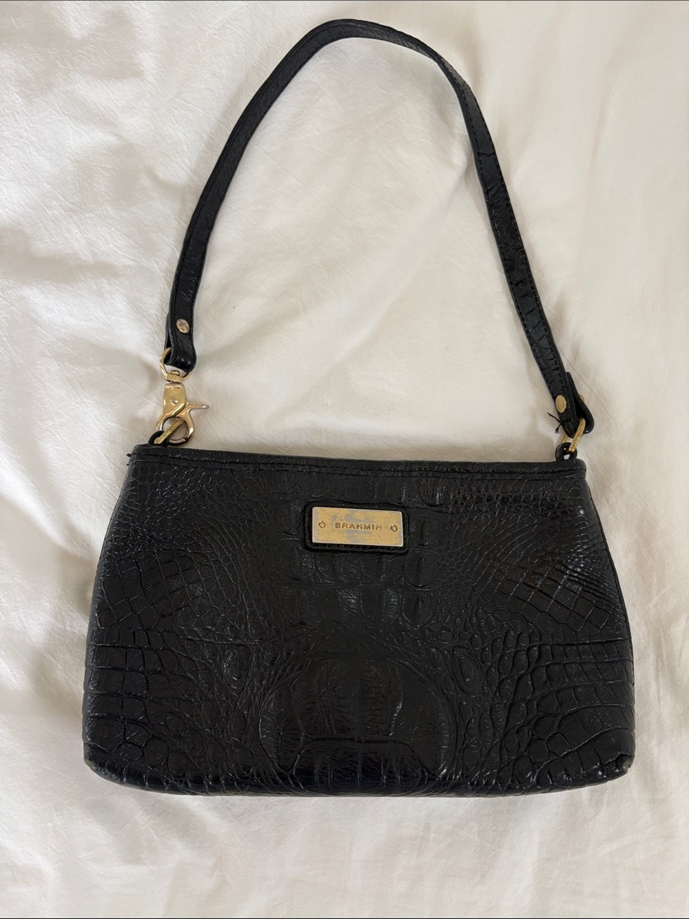 Brahmin/ Bags/Brahim Anytime Mini Bag Croc Embossed  Bag with Gold Hardware